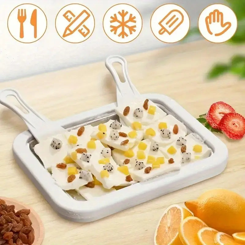 Instant Ice Cream Maker Pan with 2 Scrapers - 304 Stainless Steel Rolled Ice Cream Plate, No Electricity Required - Reusable Fried Ice Cream Machine for Homemade Ice Cream, Gelato & Frozen Yogurt