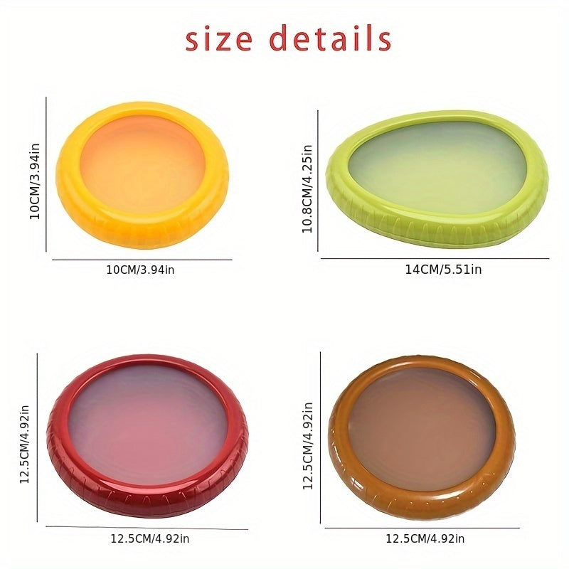 Set of 4 Silicone Fruit and Vegetable Savers - Reusable Stretch Storage Containers & Food Preservation Elastic Pods for Refrigerator - Ideal for Avocado, Tomato, Onion, Lemon & Garlic