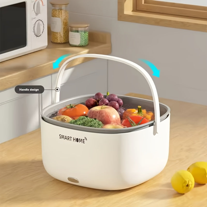 Portable Fruit and Vegetable Washing Machine - Ultrasonic Food Purifier with Handle & Grain Purification Basket - Automatic Ultrasonic Cleaner, Essential Kitchen Gadget for Food Safety