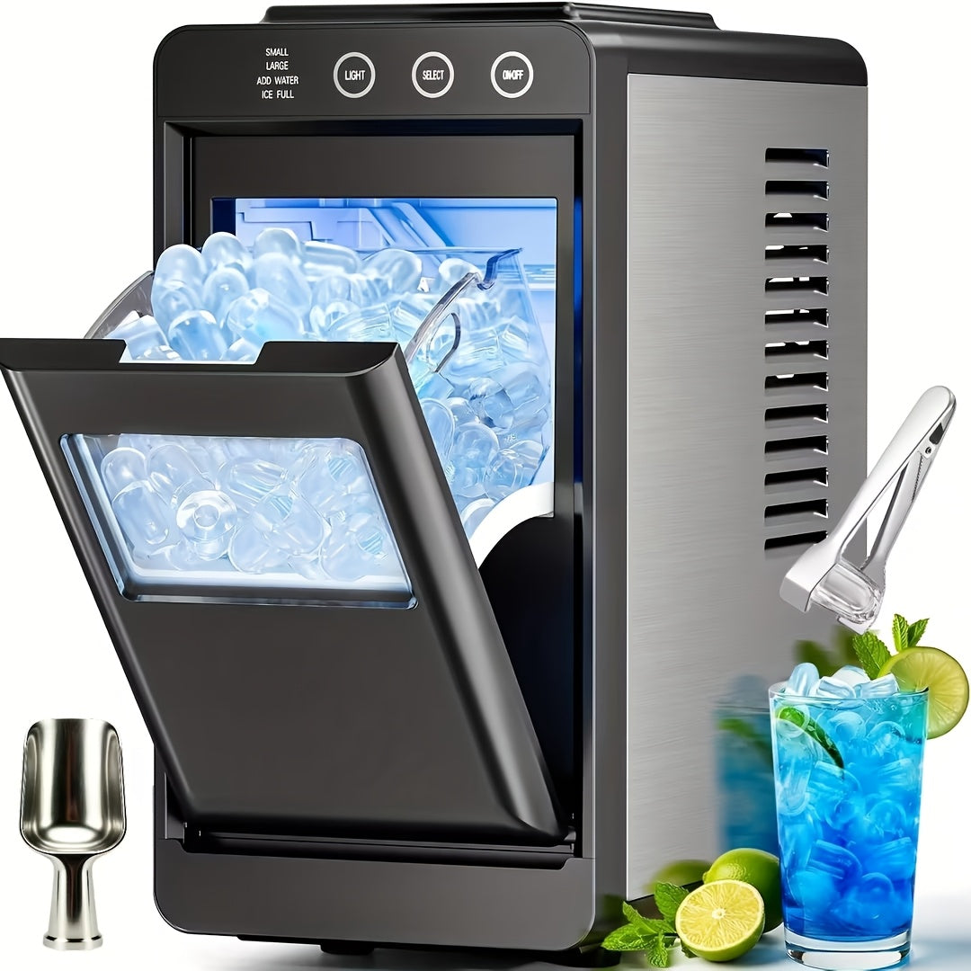 Portable Countertop Ice Maker Machine with Self-Cleaning, 28Lbs/24H Fast Ice Cube Maker with Ice Basket & Scoop for Home Kitchen RV Camping