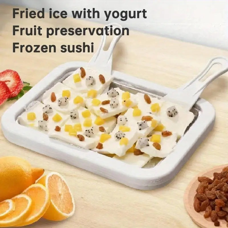Instant Ice Cream Maker Pan with 2 Scrapers - 304 Stainless Steel Rolled Ice Cream Plate, No Electricity Required - Reusable Fried Ice Cream Machine for Homemade Ice Cream, Gelato & Frozen Yogurt
