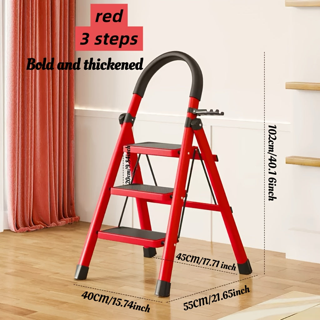 Heavy Duty Non-Slip Folding Step Ladder 3/4/5 Steps, 500 Lbs Load Capacity Portable Plastic Ladder for Home & Industrial Use