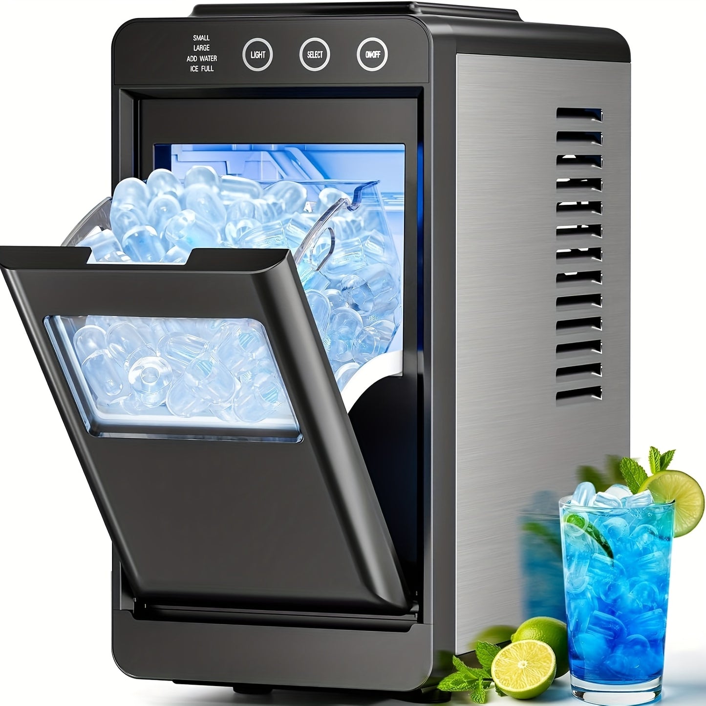Portable Countertop Ice Maker Machine with Self-Cleaning, 28Lbs/24H Fast Ice Cube Maker with Ice Basket & Scoop for Home Kitchen RV Camping