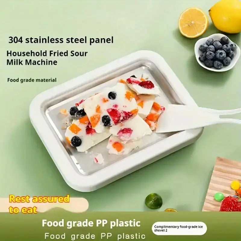 Instant Ice Cream Maker Pan with 2 Scrapers - 304 Stainless Steel Rolled Ice Cream Plate, No Electricity Required - Reusable Fried Ice Cream Machine for Homemade Ice Cream, Gelato & Frozen Yogurt