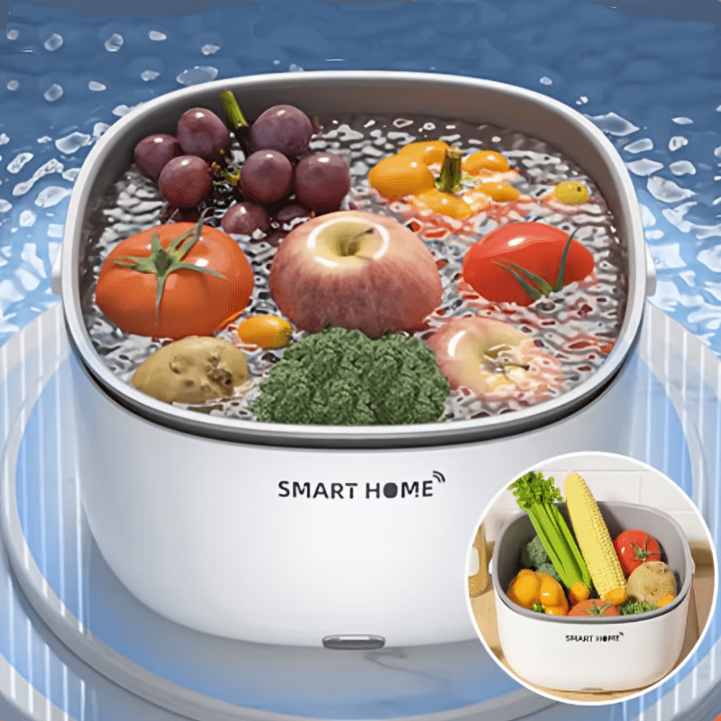 Portable Fruit and Vegetable Washing Machine - Ultrasonic Food Purifier with Handle & Grain Purification Basket - Automatic Ultrasonic Cleaner, Essential Kitchen Gadget for Food Safety