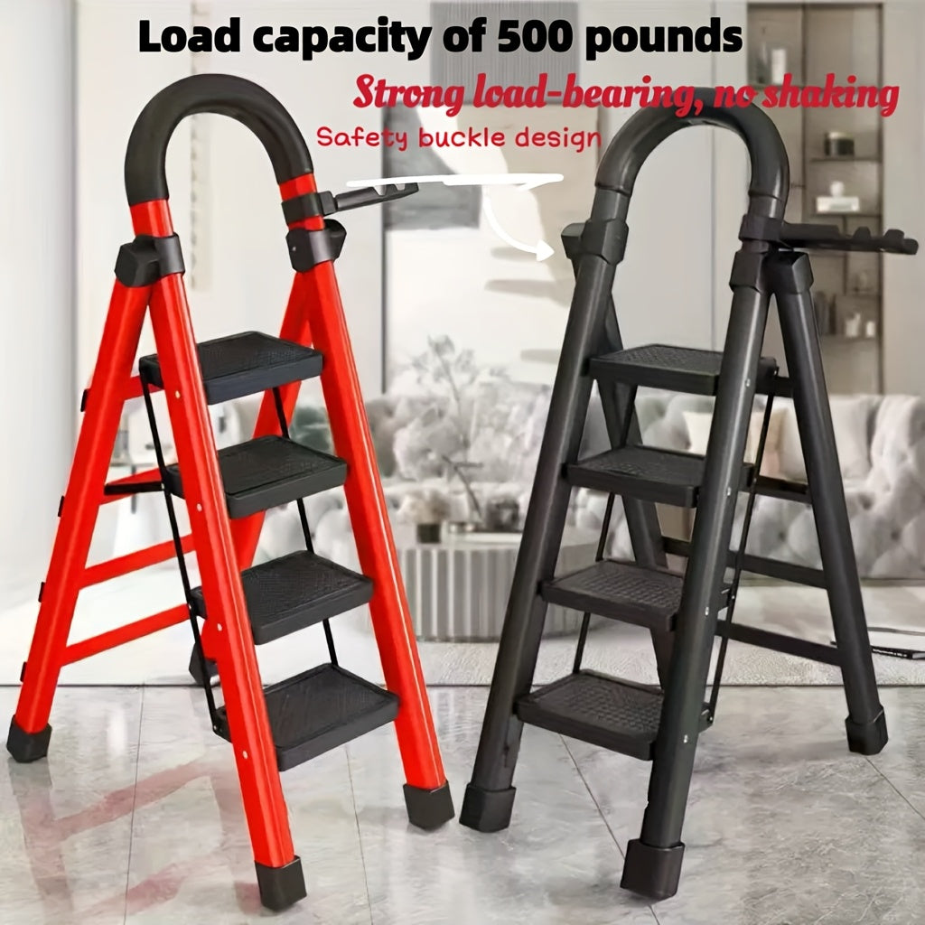 Heavy Duty Non-Slip Folding Step Ladder 3/4/5 Steps, 500 Lbs Load Capacity Portable Plastic Ladder for Home & Industrial Use