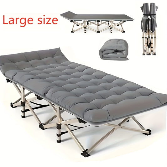 74 Inch Heavy Duty Portable Folding Camping Cot Bed with Optional Double-Sided Mattress & Carry Bag, Foldable Outdoor Sleeping Lounger for Sports Yard Home