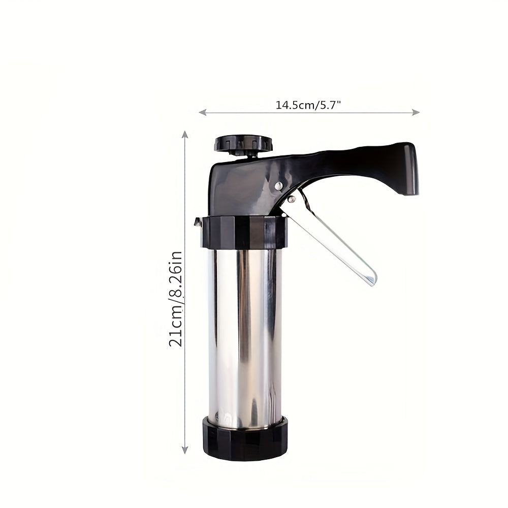 Stainless Steel Cookie Press Gun Kit - Professional Biscuit Maker & Cake Decorating Machine with Pastry Extruder Nozzles and Molds - Perfect Baking Tools for Valentine's Day, Easter & Holiday Desserts