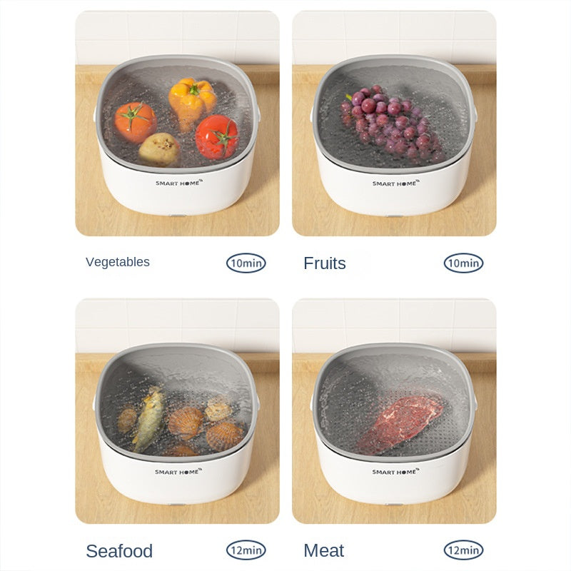 Portable Fruit and Vegetable Washing Machine - Ultrasonic Food Purifier with Handle & Grain Purification Basket - Automatic Ultrasonic Cleaner, Essential Kitchen Gadget for Food Safety