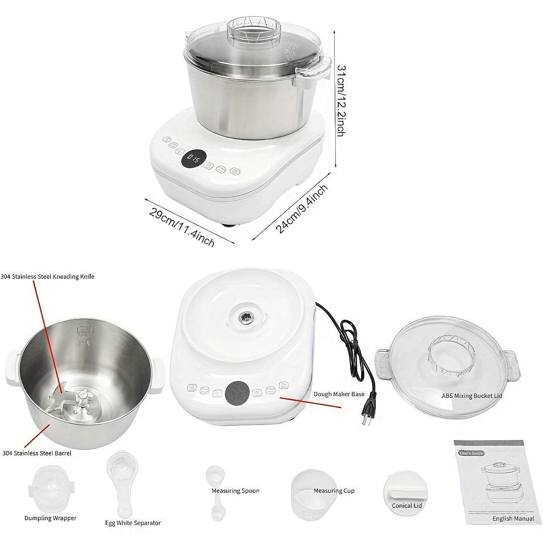 1.85Gal Electric Dough Mixer with Ferment Function, 304 Stainless Steel Bowl Timing Control Bread Kneading Machine for Homemade Pizza Bread