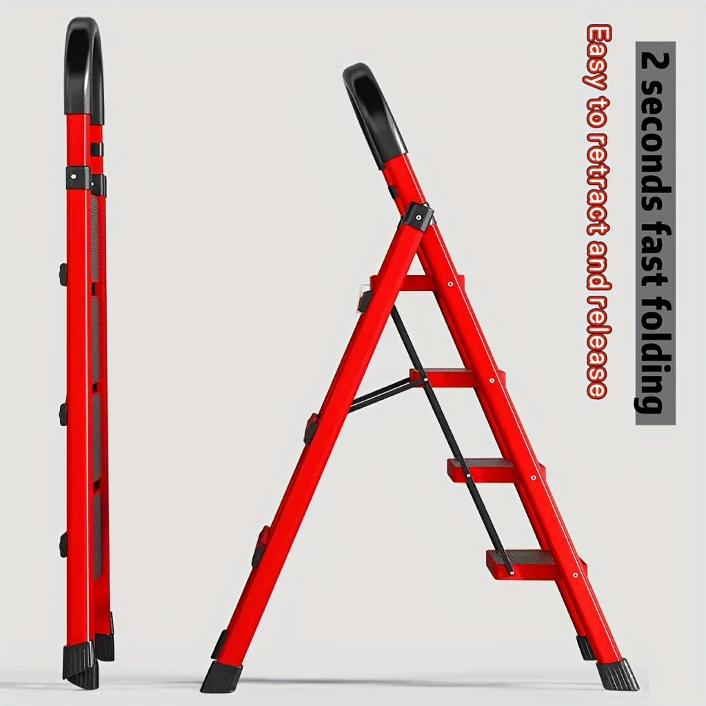 Heavy Duty Non-Slip Folding Step Ladder 3/4/5 Steps, 500 Lbs Load Capacity Portable Plastic Ladder for Home & Industrial Use