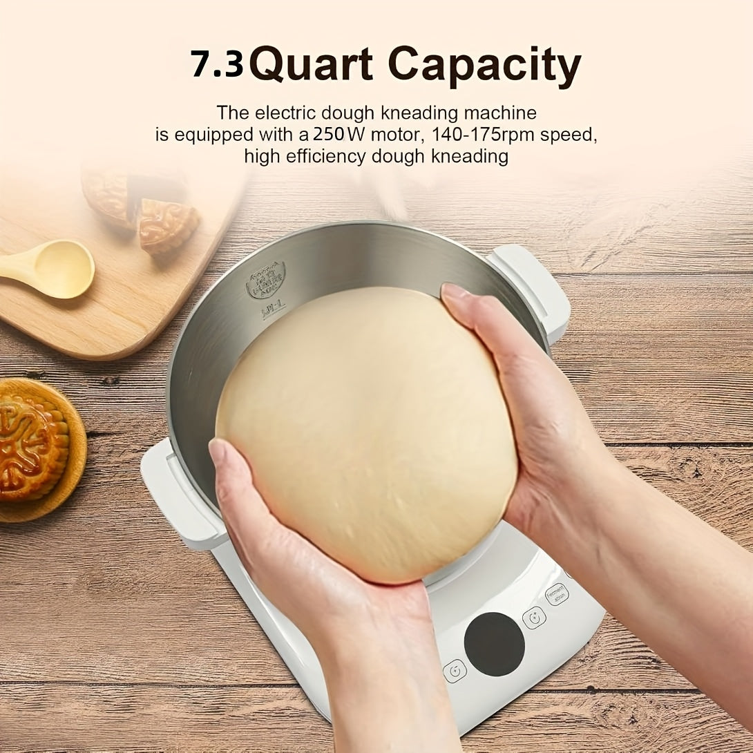 1.85Gal Electric Dough Mixer with Ferment Function, 304 Stainless Steel Bowl Timing Control Bread Kneading Machine for Homemade Pizza Bread
