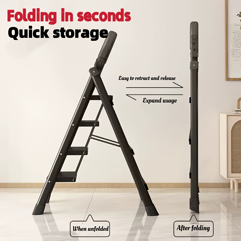 Heavy Duty Non-Slip Folding Step Ladder 3/4/5 Steps, 500 Lbs Load Capacity Portable Plastic Ladder for Home & Industrial Use