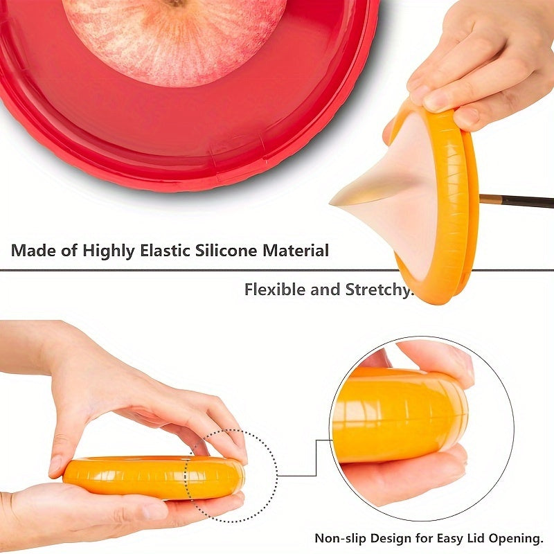 Set of 4 Silicone Fruit and Vegetable Savers - Reusable Stretch Storage Containers & Food Preservation Elastic Pods for Refrigerator - Ideal for Avocado, Tomato, Onion, Lemon & Garlic