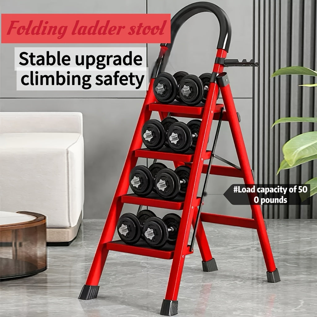 Heavy Duty Non-Slip Folding Step Ladder 3/4/5 Steps, 500 Lbs Load Capacity Portable Plastic Ladder for Home & Industrial Use