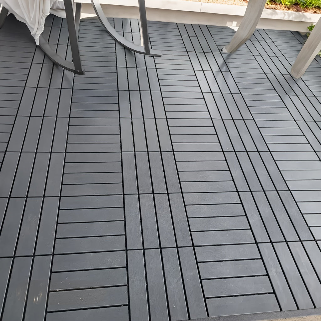 44 Pack 12×12 Inch Interlocking Patio Deck Tiles, Waterproof Slip Resistant Outdoor Flooring, Easy Snap-In Install Decking Tiles for Patio Pool Backyard, Grey & Brown Available