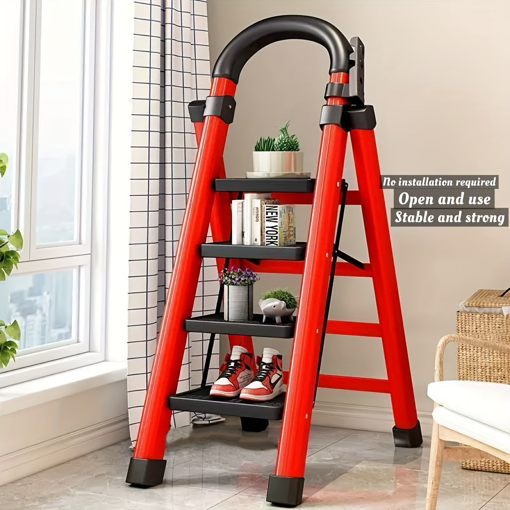 Heavy Duty Non-Slip Folding Step Ladder 3/4/5 Steps, 500 Lbs Load Capacity Portable Plastic Ladder for Home & Industrial Use