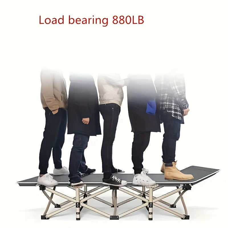 74 Inch Heavy Duty Portable Folding Camping Cot Bed with Optional Double-Sided Mattress & Carry Bag, Foldable Outdoor Sleeping Lounger for Sports Yard Home