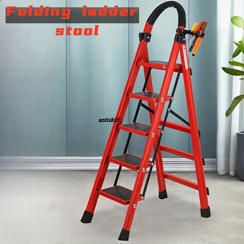Heavy Duty Non-Slip Folding Step Ladder 3/4/5 Steps, 500 Lbs Load Capacity Portable Plastic Ladder for Home & Industrial Use
