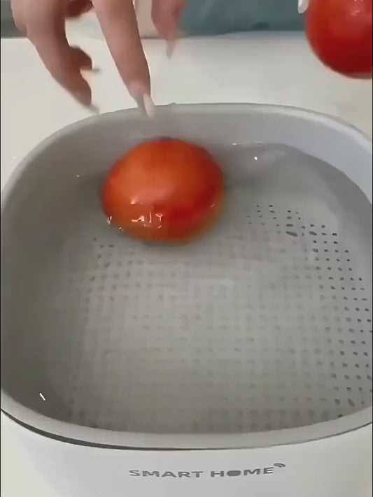 Portable Fruit and Vegetable Washing Machine - Ultrasonic Food Purifier with Handle & Grain Purification Basket - Automatic Ultrasonic Cleaner, Essential Kitchen Gadget for Food Safety
