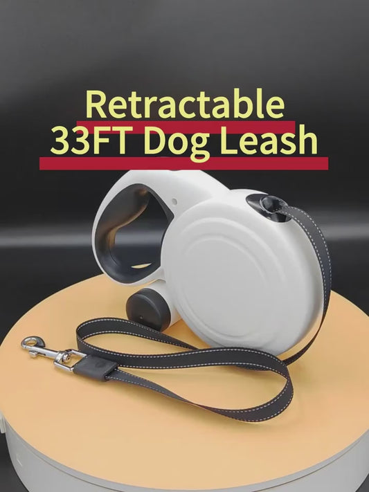 Heavy Duty Retractable Dog Leash (16ft/26ft) - 360° Tangle-Free Walking Leash with Anti-Collision, One-Button Brake & Lock, and Detachable Poop Bag Holder - Durable Pet Leash for Small to Large Dogs